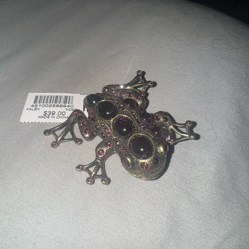 Gold and Purple Frog Brooch